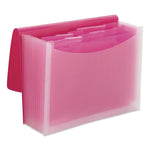 Poly Expanding Folders, 12 Sections, Cord/Hook Closure, 1/6-Cut Tabs, Letter Size, Pink/Clear