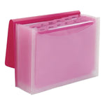 Poly Expanding Folders, 12 Sections, Cord/Hook Closure, 1/6-Cut Tabs, Letter Size, Pink/Clear