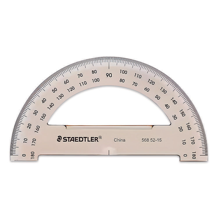 MARS COLLEGE PROTRACTOR, PLASTIC, 6" RULER EDGE/180 DEGREE, TRANSPARENT TINTED