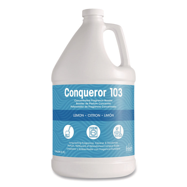 Conqueror 103 Odor Counteractant Concentrate, Lemon, 1 Gal Bottle, 4/carton
