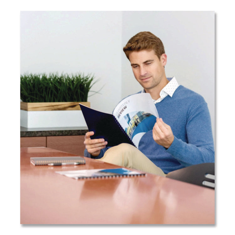 Futura Oversize Presentation Covers, Punched, 11.25 x 8.75, Navy, 25/Pack