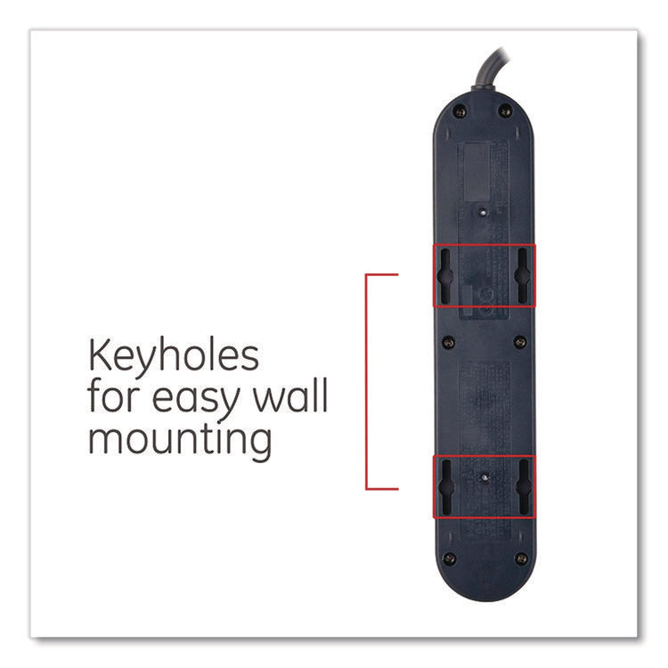 Heavy Duty Power Strip, 6 Outlets, 3 ft Cord, Black