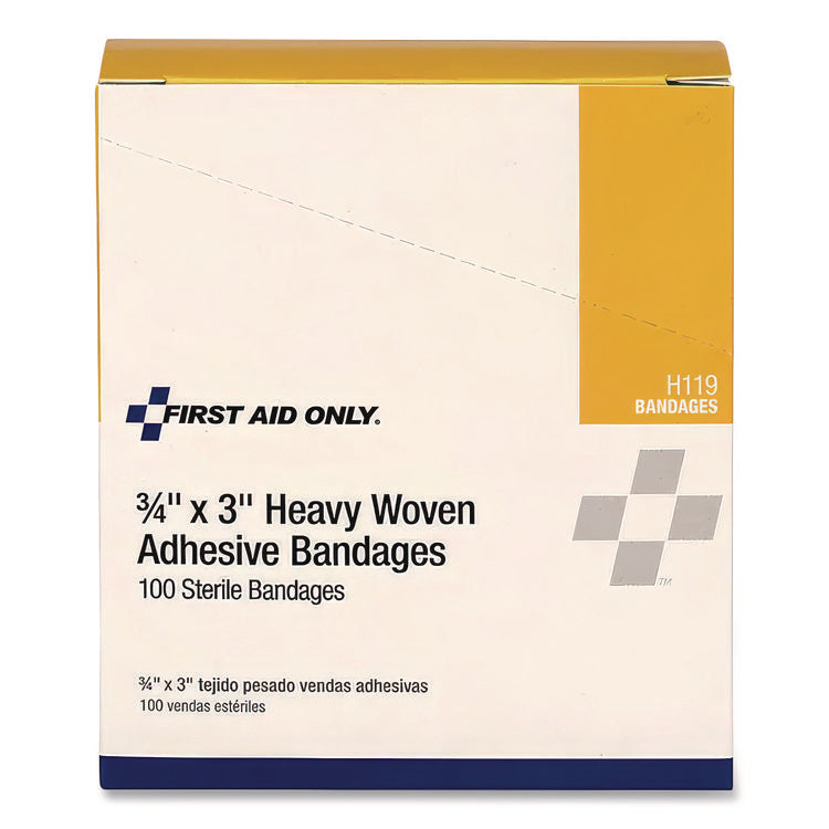 Heavy Woven Adhesive Bandages, Strip, 0.75 X 3, 100/box