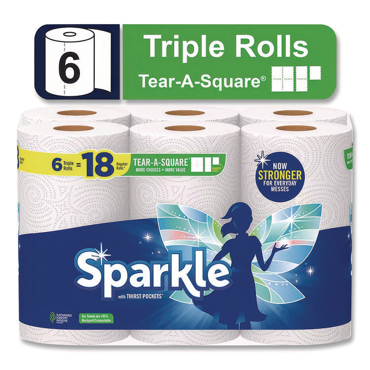 Pick-A-Size Perforated Kitchen Triple Roll Towels with Thirst Pockets, 2-Ply, 11 x 6, White, 165 Sheets/Roll, 6 Rolls/Pack