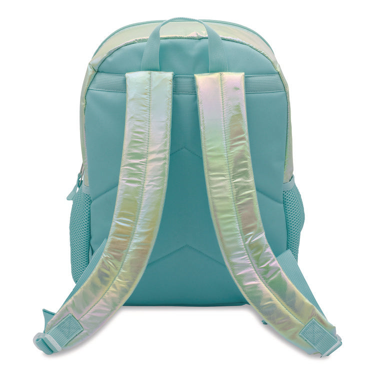 Iridescent Cat Backpack, 12" x 5" x 16", Iridescent Aqua