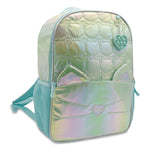 Iridescent Cat Backpack, 12" x 5" x 16", Iridescent Aqua