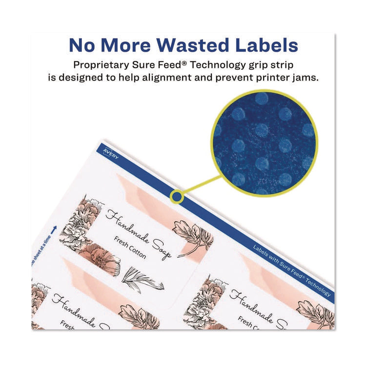 Sure Feed Glossy Labels, 2 x 3, White, 8 Labels/Sheet, 10 Sheets Pack