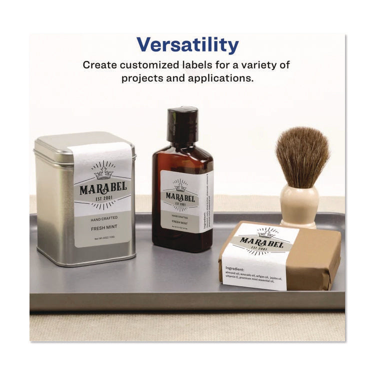 Sure Feed Glossy Labels, 2 x 3, White, 8 Labels/Sheet, 10 Sheets Pack