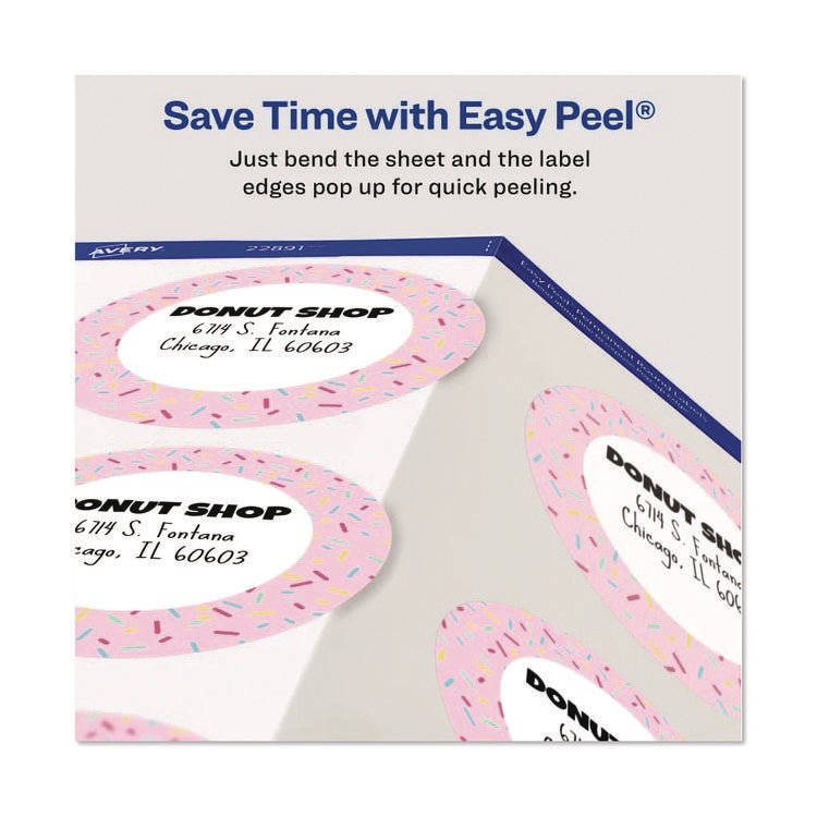 Sure Feed Glossy Labels, 3" dia, White, 8 Labels/Sheet, 10 Sheets Pack