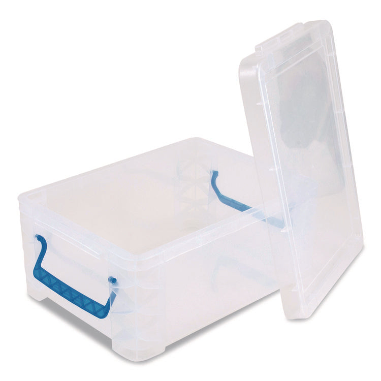Super Stacker Lift-Off Lid Storage Tote, 14.25 x 10.3 x 6.5, Transparent/Blue
