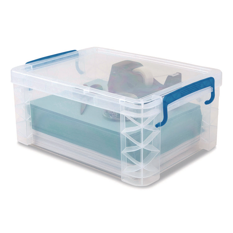 Super Stacker Lift-Off Lid Storage Tote, 14.25 x 10.3 x 6.5, Transparent/Blue