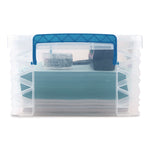 Super Stacker Lift-Off Lid Storage Tote, 14.25 x 10.3 x 6.5, Transparent/Blue