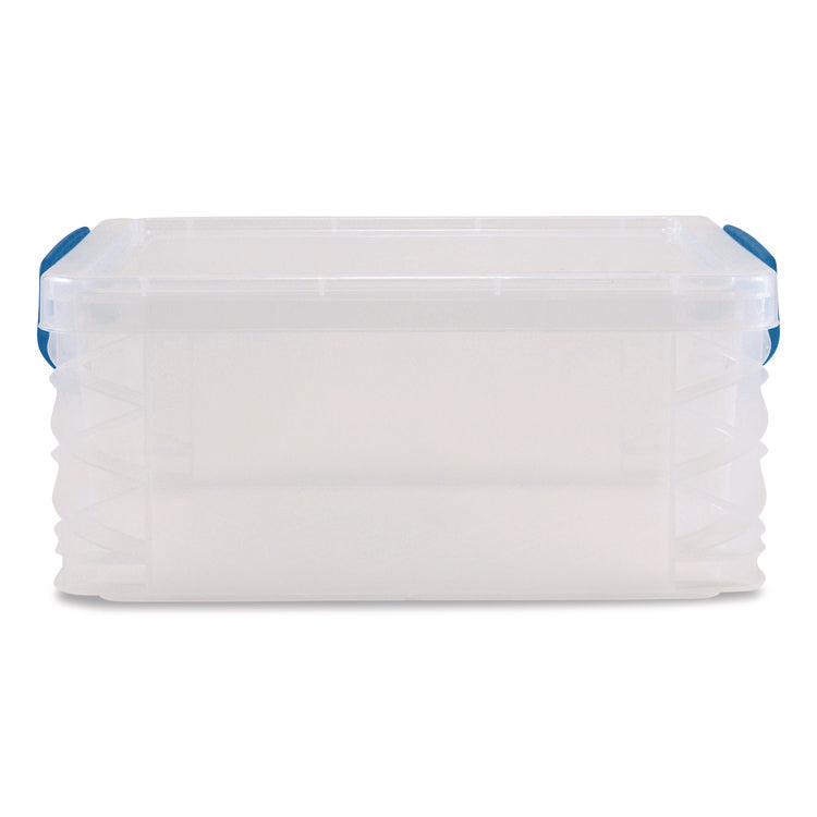 Super Stacker Lift-Off Lid Storage Tote, 14.25 x 10.3 x 6.5, Transparent/Blue