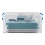 Super Stacker Lift-Off Lid Storage Tote, 14.25 x 10.3 x 6.5, Transparent/Blue