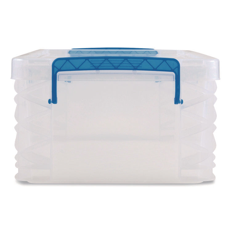 Super Stacker Lift-Off Lid Storage Tote, 14.25 x 10.3 x 6.5, Transparent/Blue