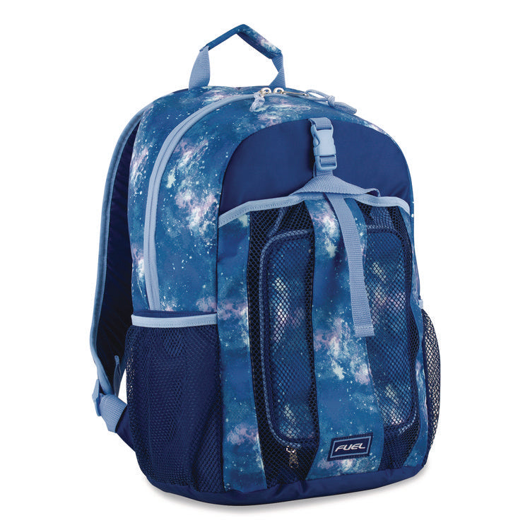 Bijoux Deluxe Backpack and Lunch Bag Bundle, Backpack: 13.5" x 7" x 18.5", Lunch Bag: 7.5" x 4.25" x 9", Light Blue Galaxy
