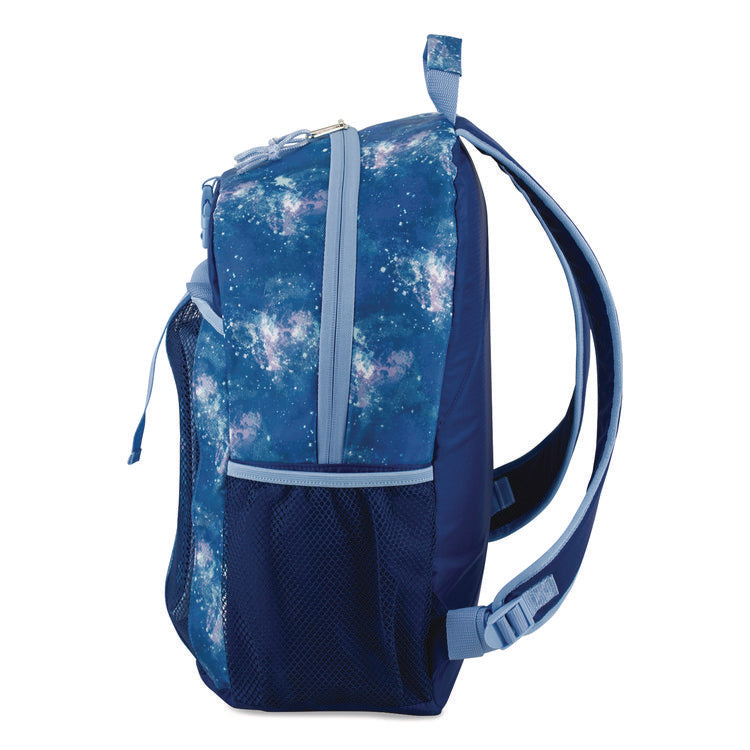 Bijoux Deluxe Backpack and Lunch Bag Bundle, Backpack: 13.5" x 7" x 18.5", Lunch Bag: 7.5" x 4.25" x 9", Light Blue Galaxy