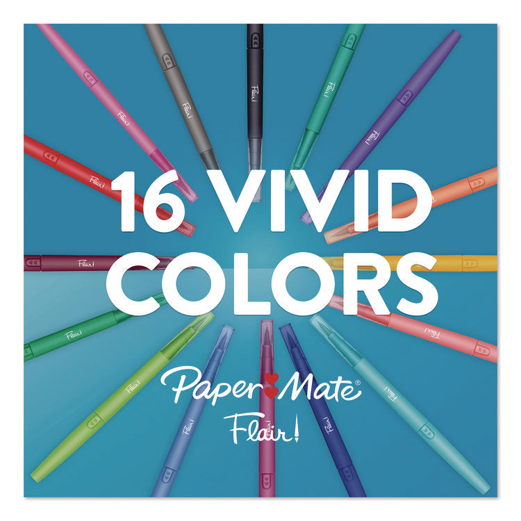 Flair Dual Porous Point Pen, Stick, Medium 0.7 mm Bullet, Pressure-Sensitive Brush, Assorted Ink and Barrel Colors, 8/Pack