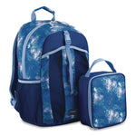Bijoux Deluxe Backpack and Lunch Bag Bundle, Backpack: 13.5" x 7" x 18.5", Lunch Bag: 7.5" x 4.25" x 9", Light Blue Galaxy