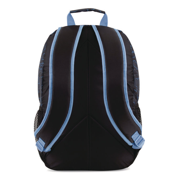 Bijoux Deluxe Backpack and Lunch Bag Bundle, 15.5" Laptop Sleeve, 12" x 8" x 18.5" and 7.5" x 4.25" x 9", Black/Blue Camo