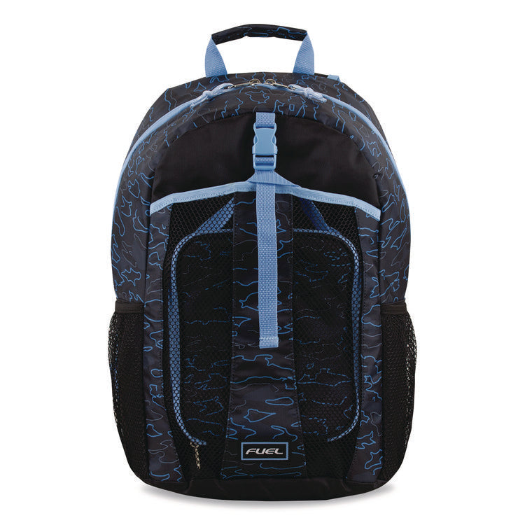 Bijoux Deluxe Backpack and Lunch Bag Bundle, 15.5" Laptop Sleeve, 12" x 8" x 18.5" and 7.5" x 4.25" x 9", Black/Blue Camo