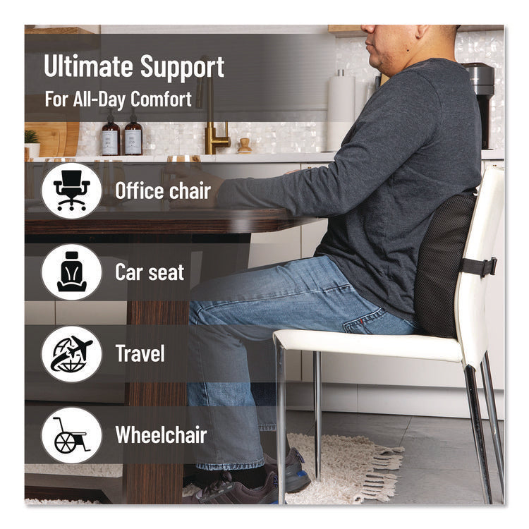 Memory Foam Ergonomic Lumbar Support Chair Cushion, 4 x 13.5 x 12.25, Black