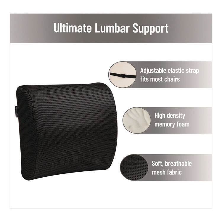 Memory Foam Ergonomic Lumbar Support Chair Cushion, 4 x 13.5 x 12.25, Black