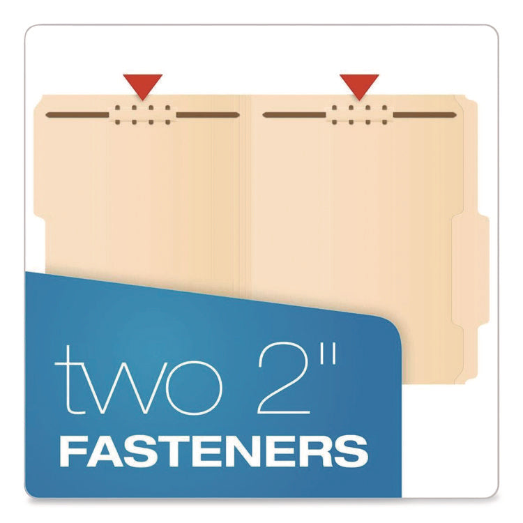 Manila Fastener Folders, 2/5-Cut Tabs, 0.75" Expansion, 2 Fasteners, Letter Size, Manila Exterior, 50/Box