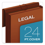 Heavy-Duty Expanding Wallet, 7" Expansion, 1 Section, Elastic Cord Closure, Legal Size, Redrope