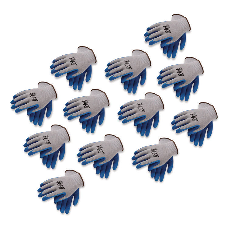 GP Latex-Coated Cotton/Polyester Gloves, EN388: 1111, Small, Gray/blue, 12 Pairs