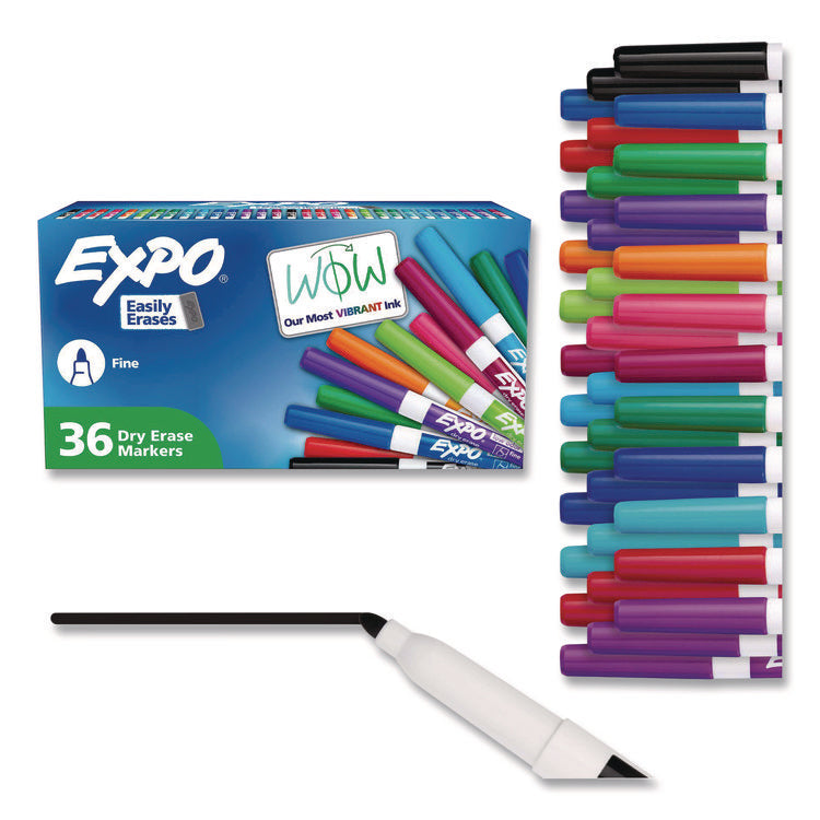 Low Odor Dry Erase Vibrant Color Markers, Fine Bullet Tip, Assorted Colors, 36/pack