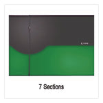 Seven-Pocket Poly Expanding File, 1" Expansion, 7 Sections, Elastic Cord Closure, 1/6-Cut Tabs, Letter Size, Green