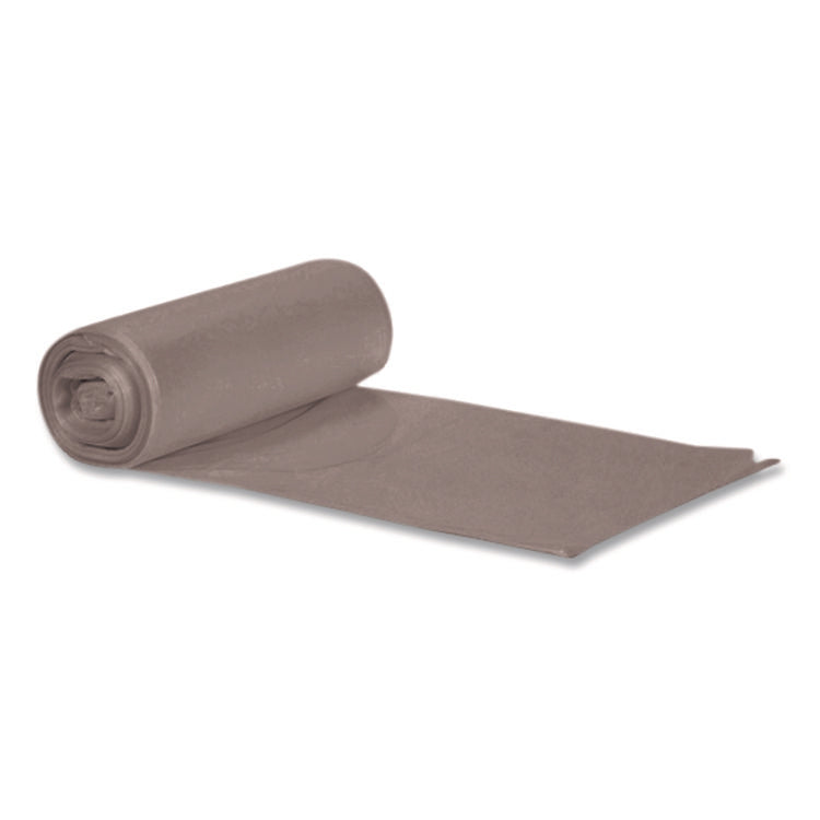 Linear Low-Density Can Liners, 45 gal, 1.1 mil, 40" x 46", Gray, Flat Pack, 125/Carton