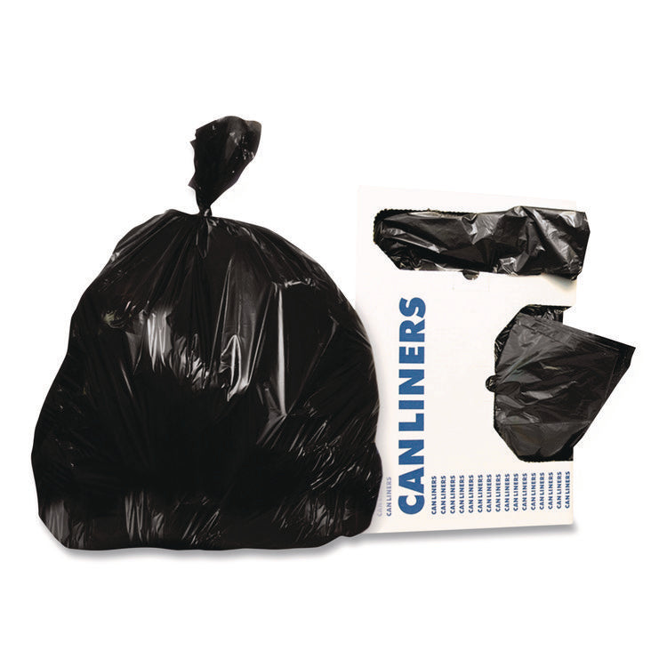 Linear Low-Density Can Liners, 30 gal, 1.25 mil, 30" x 36", Black, Flat Pack, 200/Carton