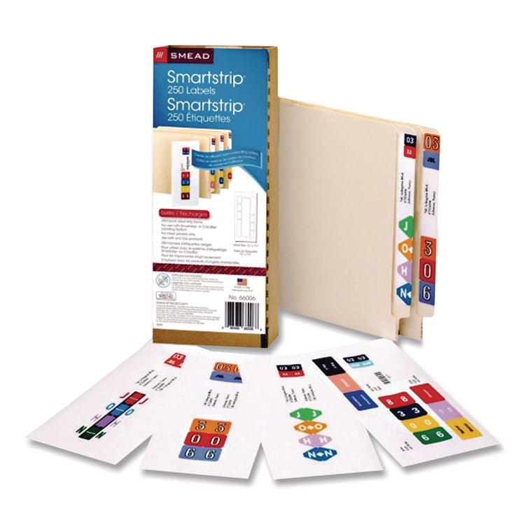 Color-Coded Smartstrip Refill Label Forms, Laser Printer, Assorted, 1.5 X 7.5, White, 250/pack