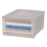 Stackable Storage Drawer, 10.85 Gal, 15.75" X 19.62" X 11.5", Gray/translucent Frost