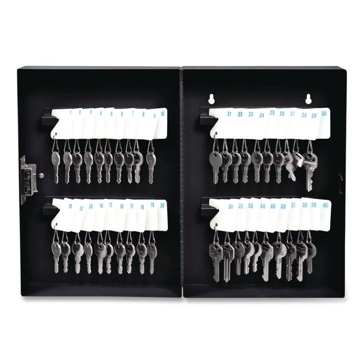 40 Slot Key Box with Combination Lock, Steel, Black, 4 x 7.8 x 11.5