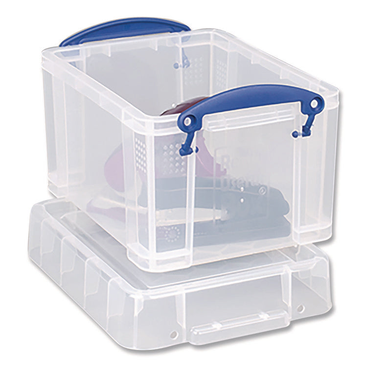 Snap-Lid Storage Bin, 0.79 gal, 7.06" x 9.62" x 6.25", Clear Box/Blue Handle