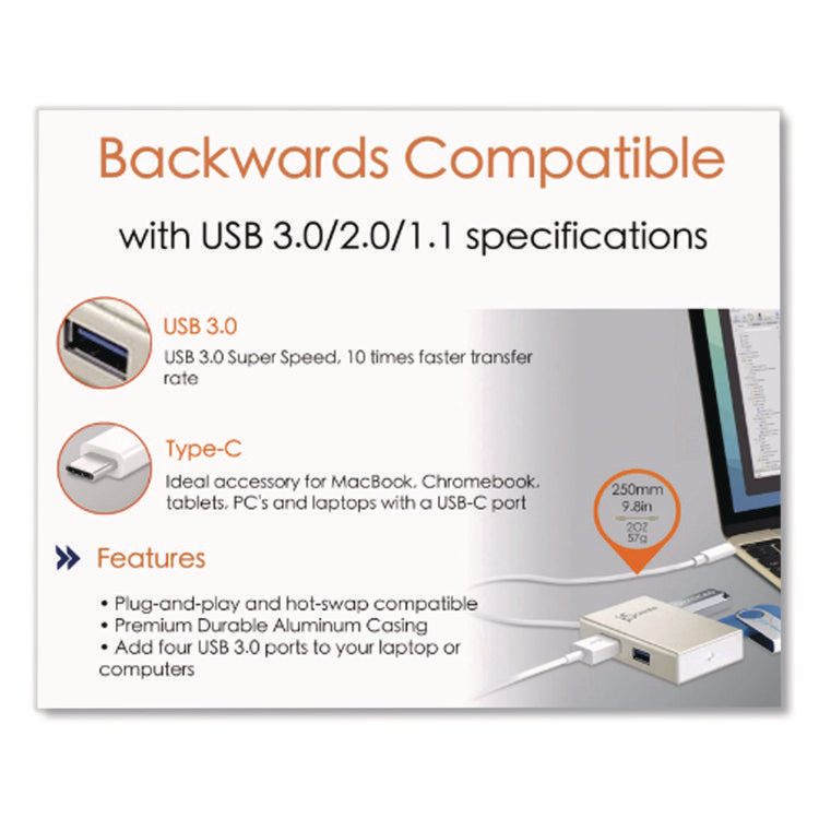 USB-C Hub, 4 Ports, Silver