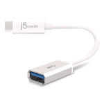USB-C to USB Adapter, 4", Silver/White