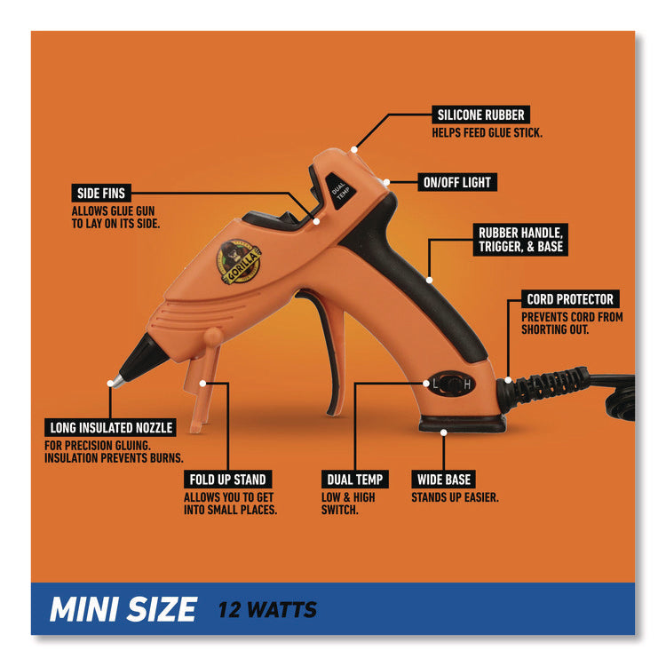 Dual Temp Mini Hot Glue Gun, Orange/Black