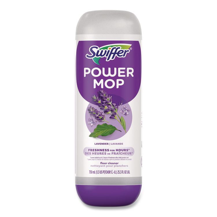 PowerMop Cleaning Solution and Pads Refill Pack, Lavender, 25.3 oz Bottle and 5 Pads per Pack, 4 Packs/Carton