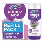 PowerMop Cleaning Solution and Pads Refill Pack, Lavender, 25.3 oz Bottle and 5 Pads per Pack, 4 Packs/Carton