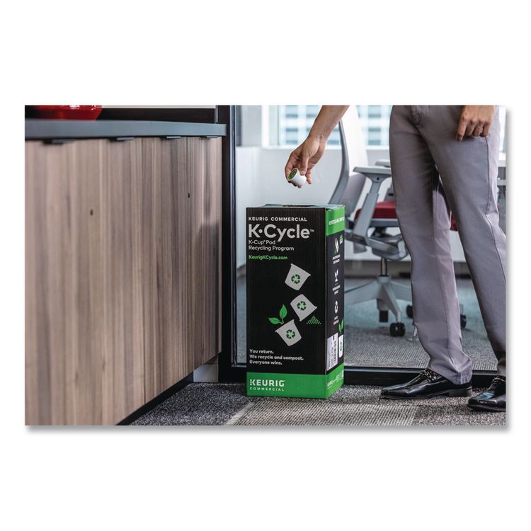 K-Cycle Cardboard Indoor Recycling Bin, Large, Cardboard, Black/Green/White, 5/Pack