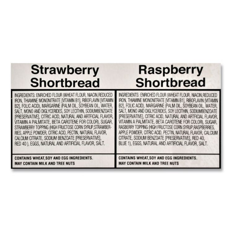 Premium Berry Jam Shortbread Cookies, Raspberry And Strawberry Variety, 2 Oz Pack, 36 Packs/carton