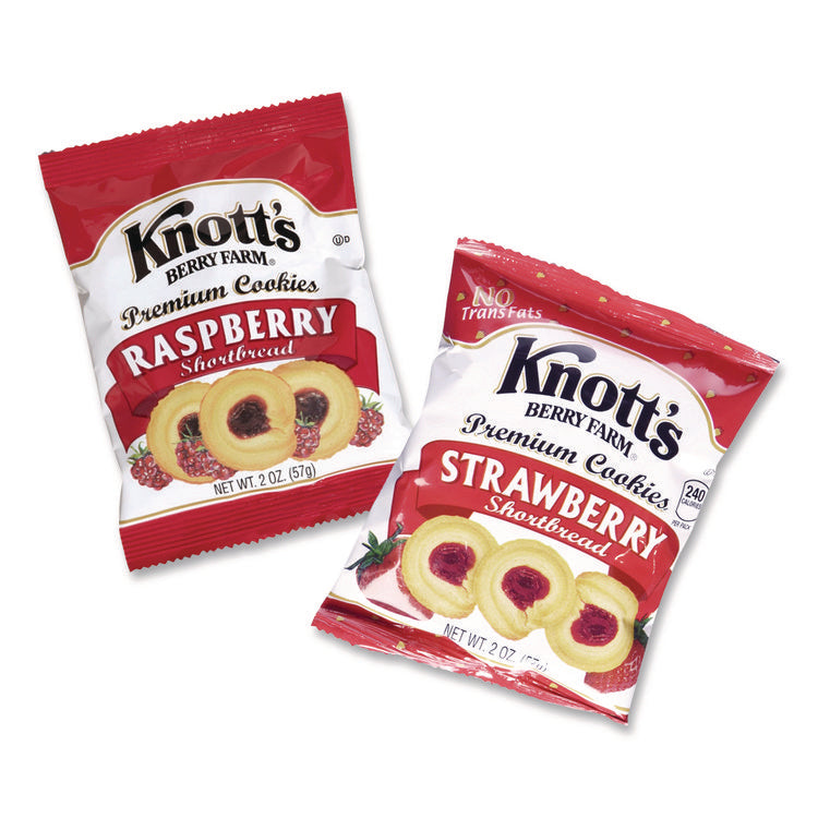 Premium Berry Jam Shortbread Cookies, Raspberry And Strawberry Variety, 2 Oz Pack, 36 Packs/carton