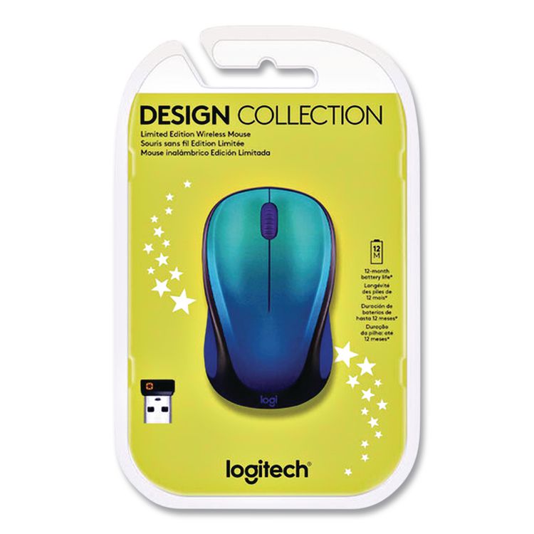 Design Collection Limited Edition Wireless Mouse. 2.4 GHz, 33 ft, Left/Right Hand Use, Blue Aurora
