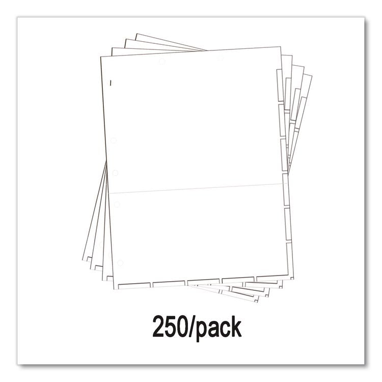 Large Tab Chart Divider Sheets, 7-Hole Punched, Letter, White, 250/Box