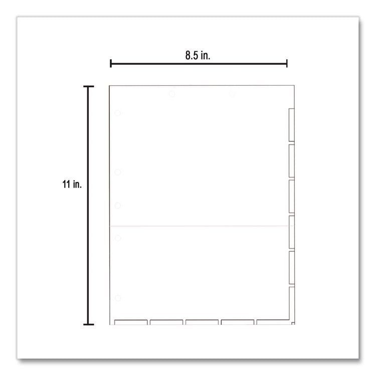 Large Tab Chart Divider Sheets, 7-Hole Punched, Letter, White, 250/Box