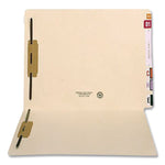 Heavy-Duty End Tab Fastener Folders, 0.75" Expansion, 2 Fasteners, Letter Size, Manila Exterior, 50/Box